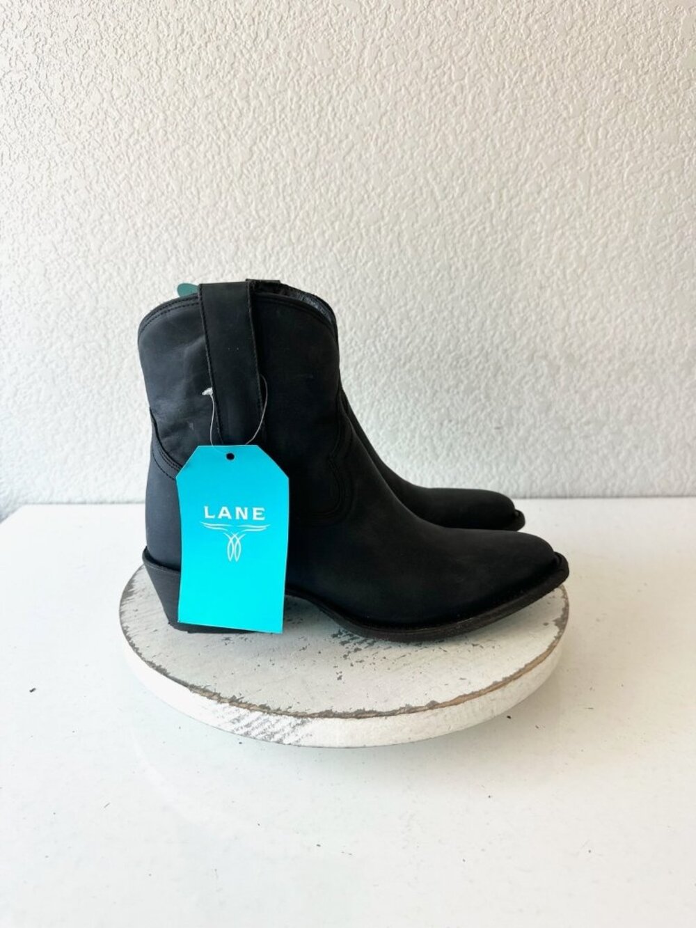 Lane Boots PLAIN JANE Black Cowboy Bootie Western Cowgirl Short Ankle Boots Sz 8 - Picture 2 of 12